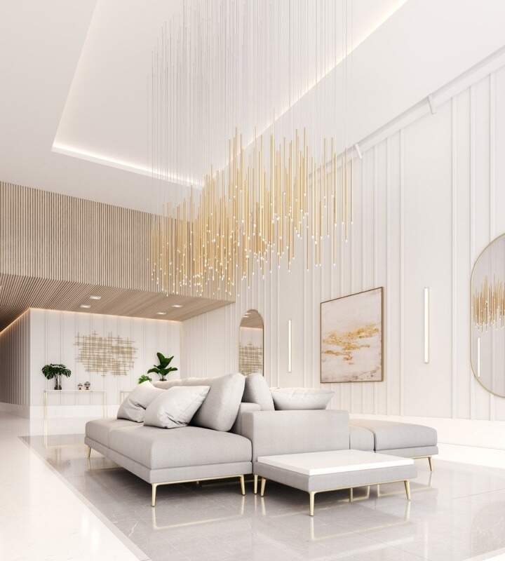 Apartamento à venda no Centro: Hall de entrada do Grand Place Tower (imagem ilustrativa)