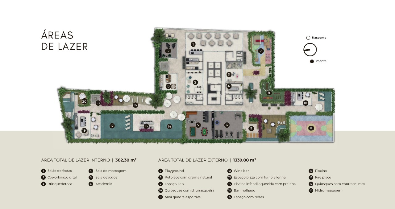 Apartamento à venda no Pioneiros: Planta do lazer do Palazzo Giardino, com mais de 1.700 m²