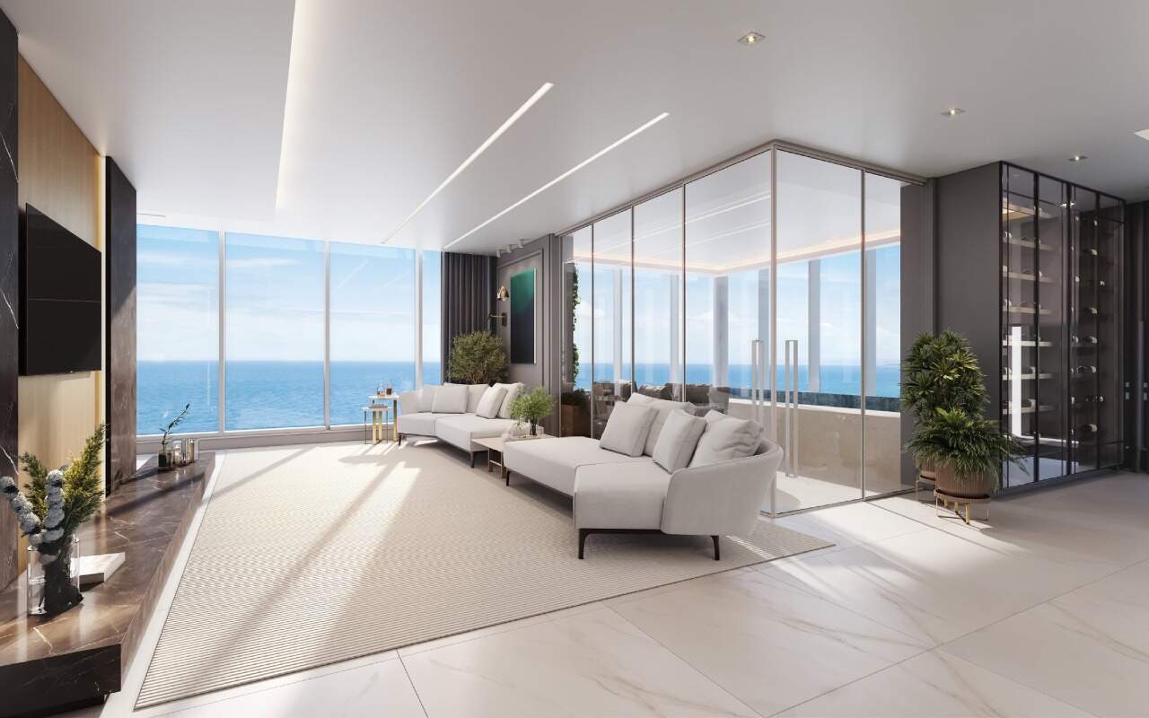 Apartamento diferenciado à venda no Centro: Living do apartamento master com vista para o mar (imagem ilustrativa)