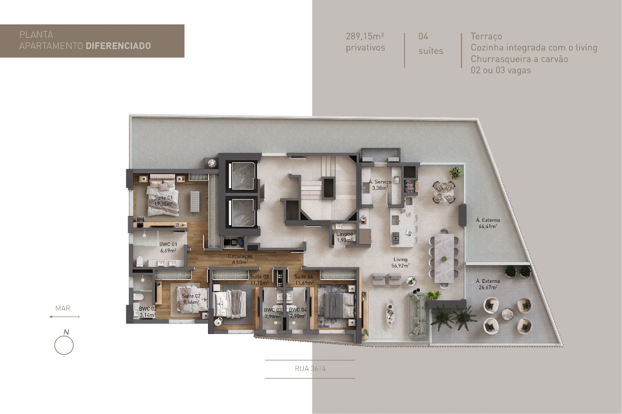Apartamento à venda no Centro: Planta da configuração anunciada