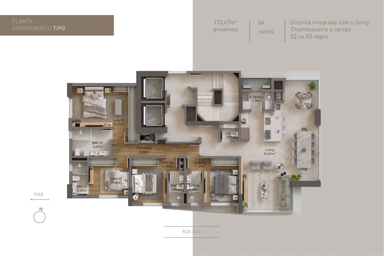Apartamento à venda no Centro: Planta da configuração anunciada