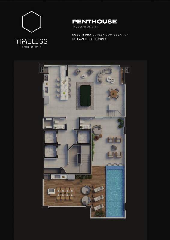 Cobertura à venda no Centro: Planta Penthouse, pavimento superior