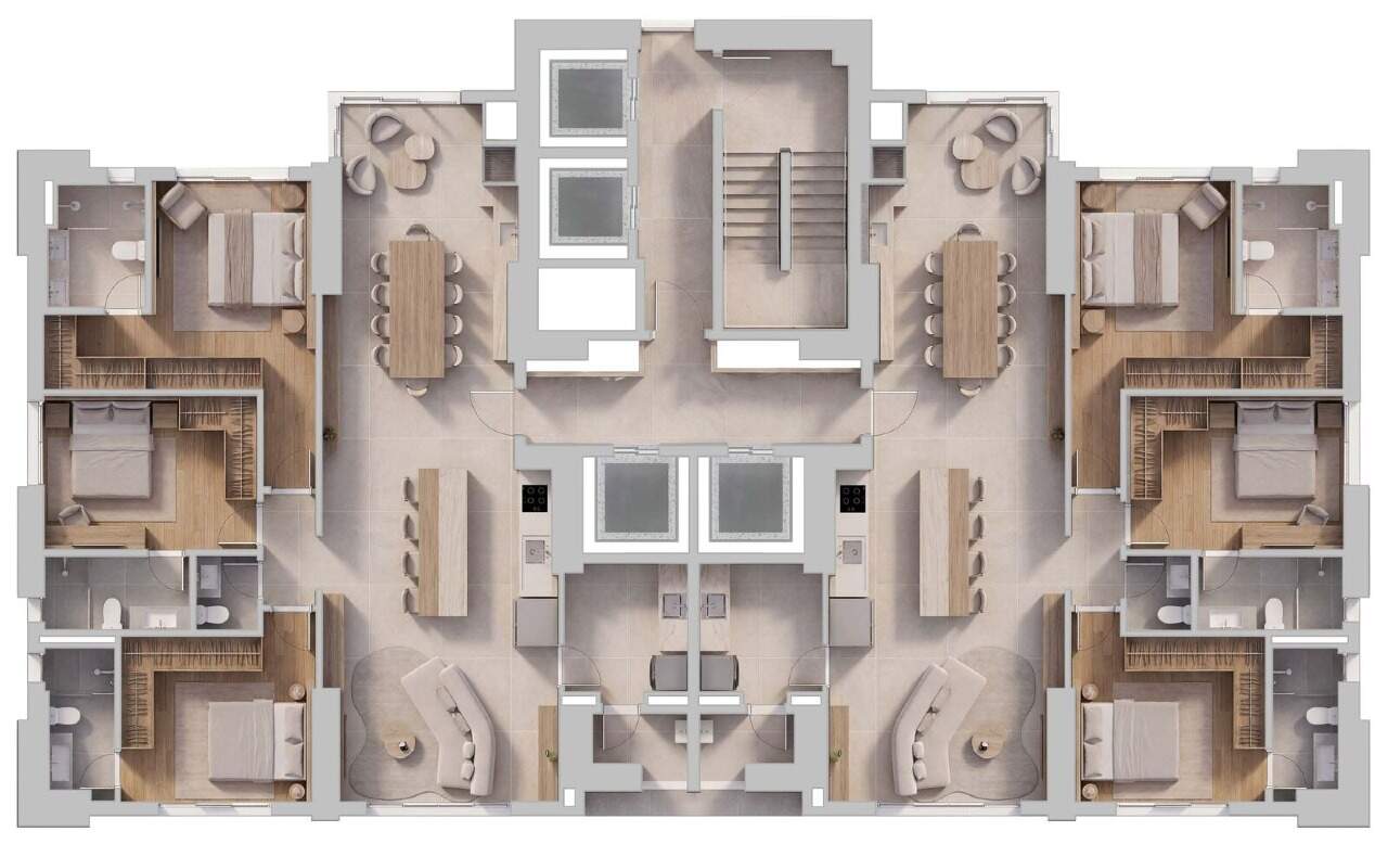 Apartamento à venda no Centro: Pavimento tipo com os finais 1 e 2; este anúncio é do final 1