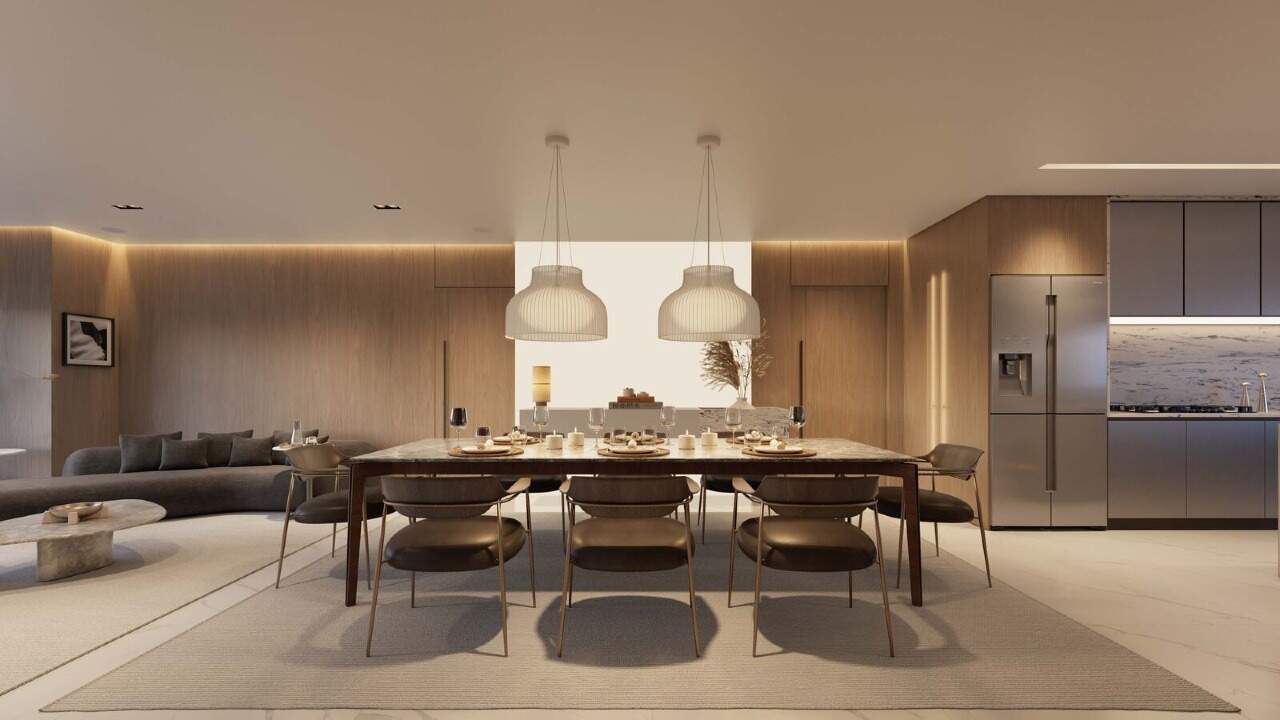 Apartamento diferenciado à venda no Centro: Living e jantar de apartamento do Luminare, referência de acabamento (imagem ilustrativa)