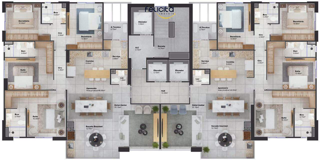 Apartamento de 4 quartos, 146m² no bairro Centro, em Balneário Camboriú | Eu Corretor