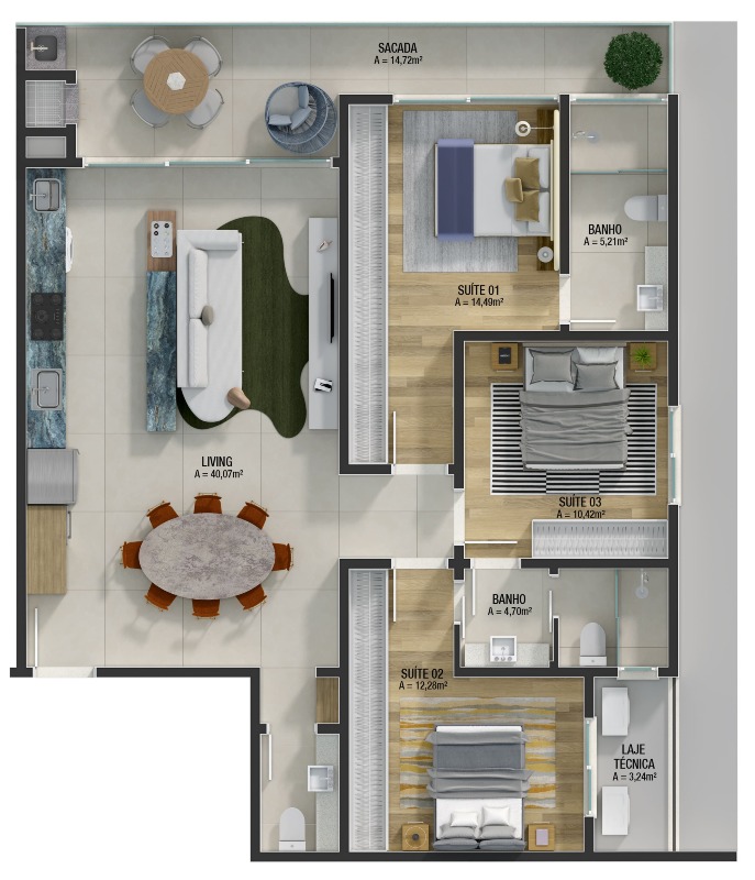 Apartamento de 3 quartos, 121m² no bairro Praia Brava, em Itajaí | Eu Corretor