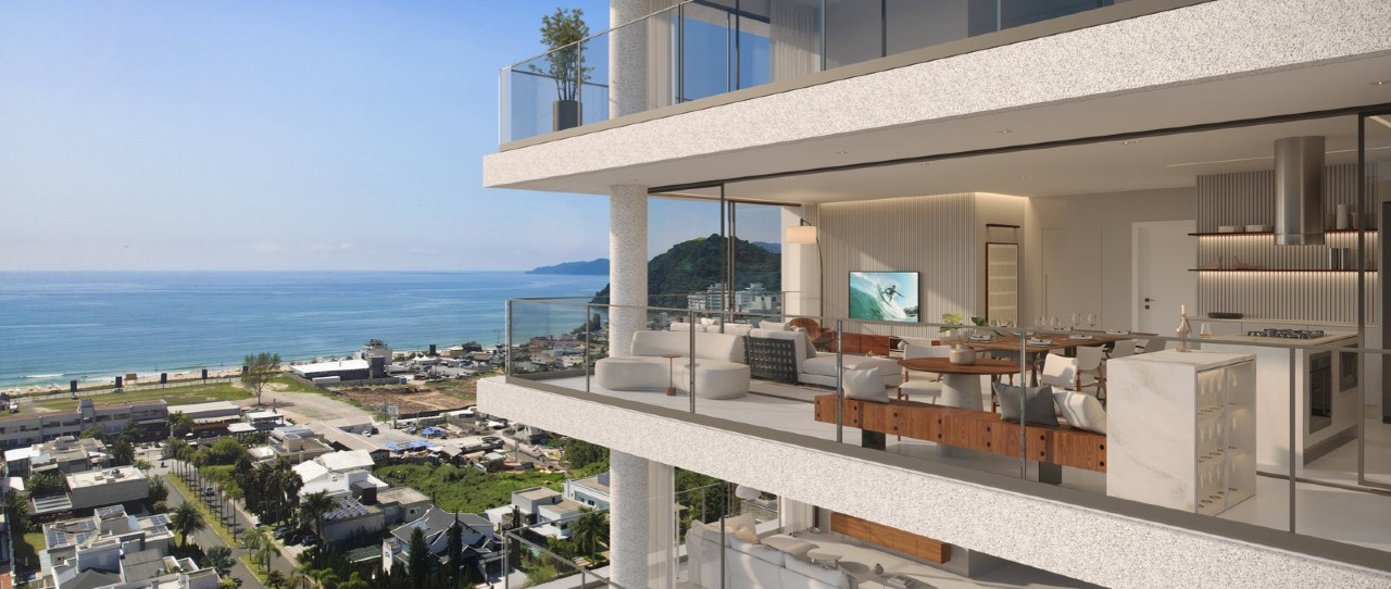 Apartamento à venda no Praia Brava: Sacada do tipo 1 vista de fora, na fachada da torre (imagem ilustrativa)