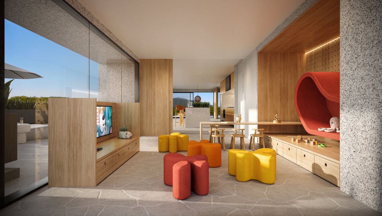 Apartamento à venda no Praia Brava: Brinquedoteca integrada ao espaço gourmet (imagem ilustrativa)