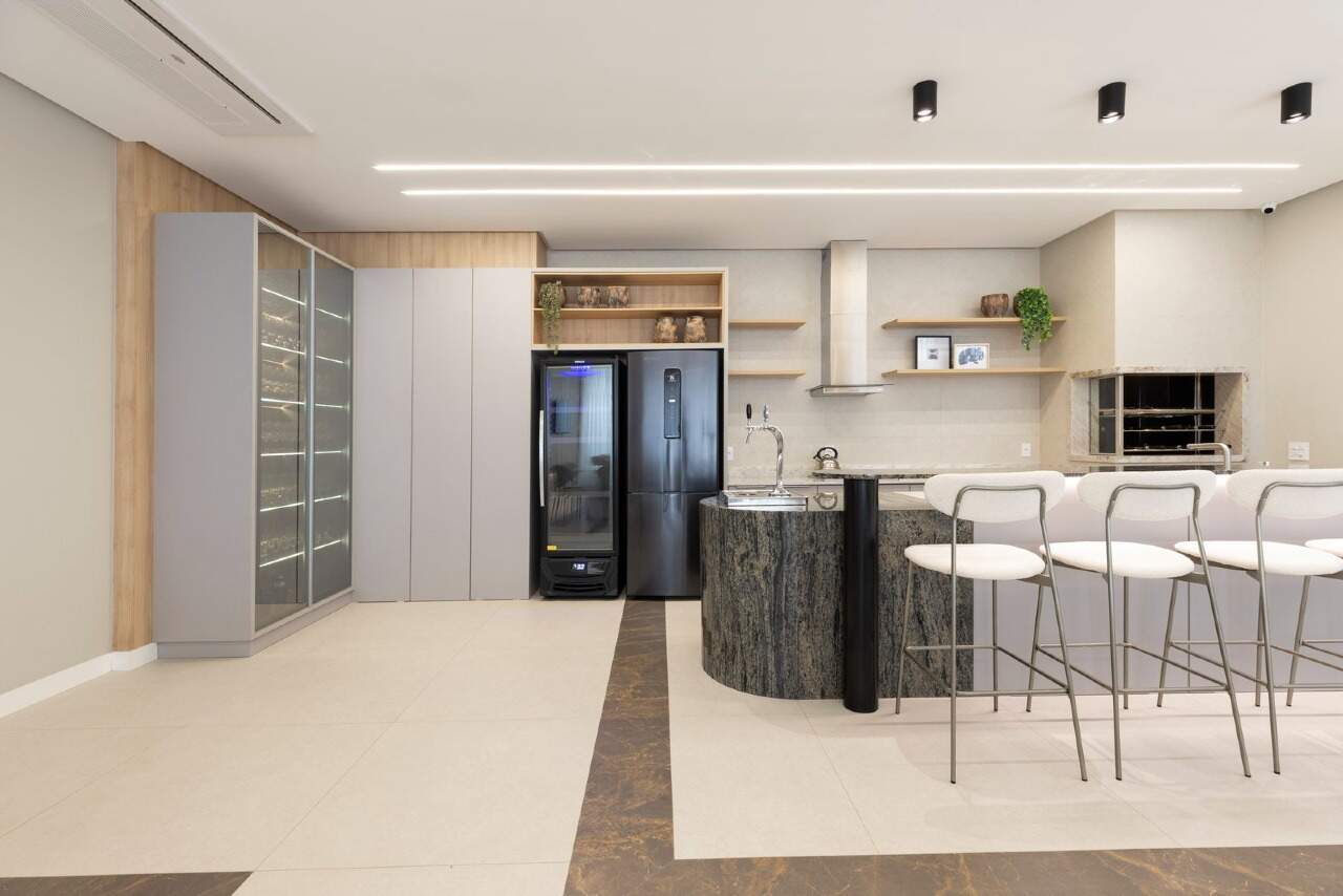 Apartamento à venda no Fazenda: Espaço gourmet integrado ao salão de festas