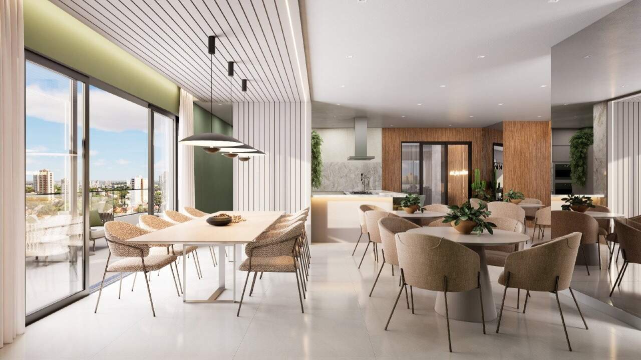 Apartamento à venda no Fazenda: Salão de festas com cozinha do Essência Residence (imagem ilustrativa)