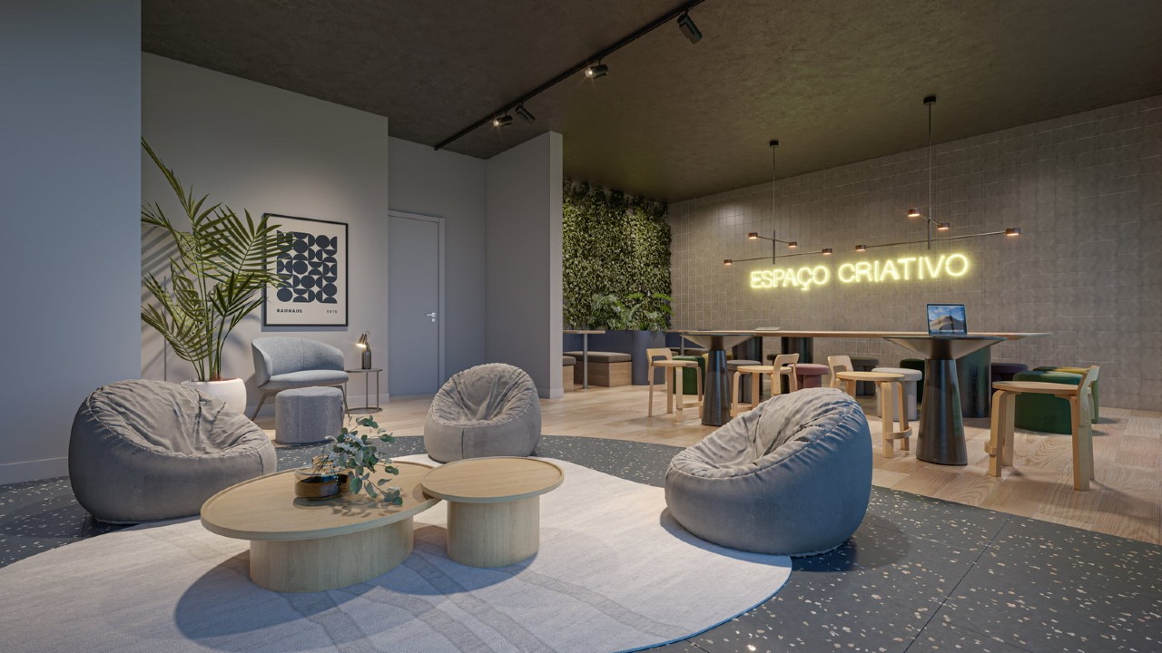 Apartamento à venda no Fazenda: Coworking com espaço criativo no pavimento de lazer (imagem ilustrativa)