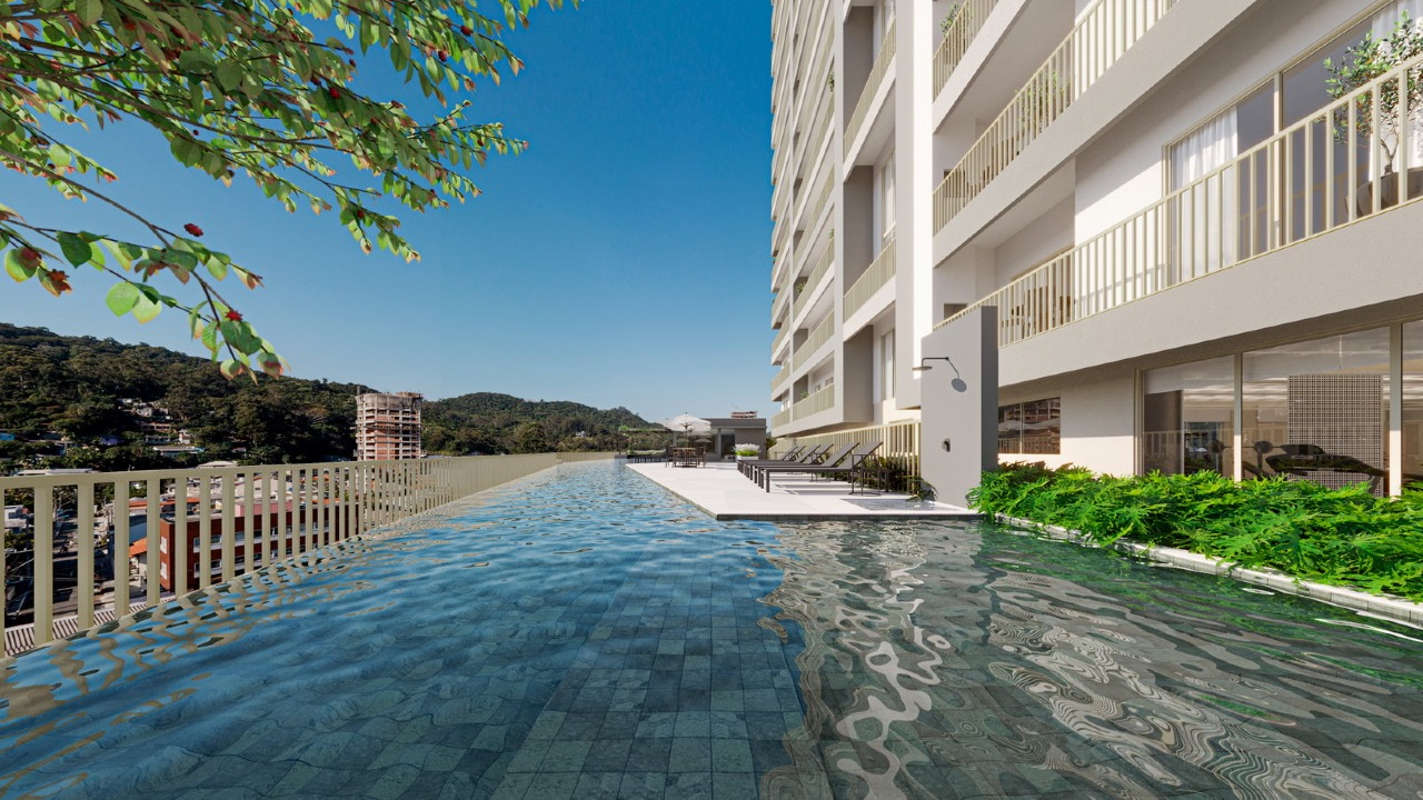 Apartamento à venda no Fazenda: Piscina externa do pavimento de lazer, junto à torre (imagem ilustrativa)