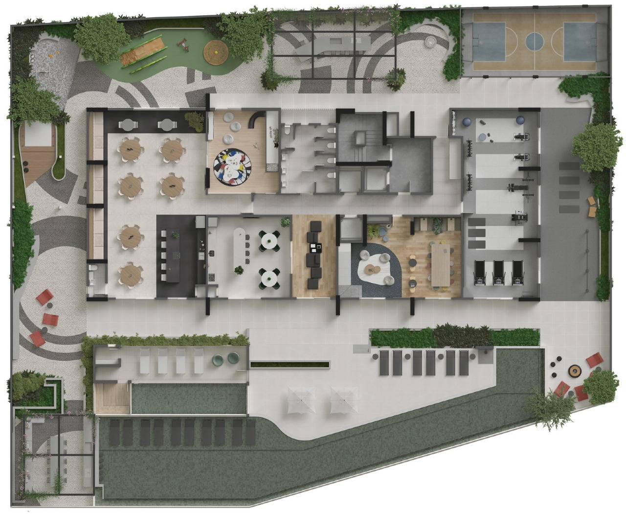 Apartamento à venda no Fazenda: Planta do pavimento de lazer do Terrace 360, com 1.573,21 m²