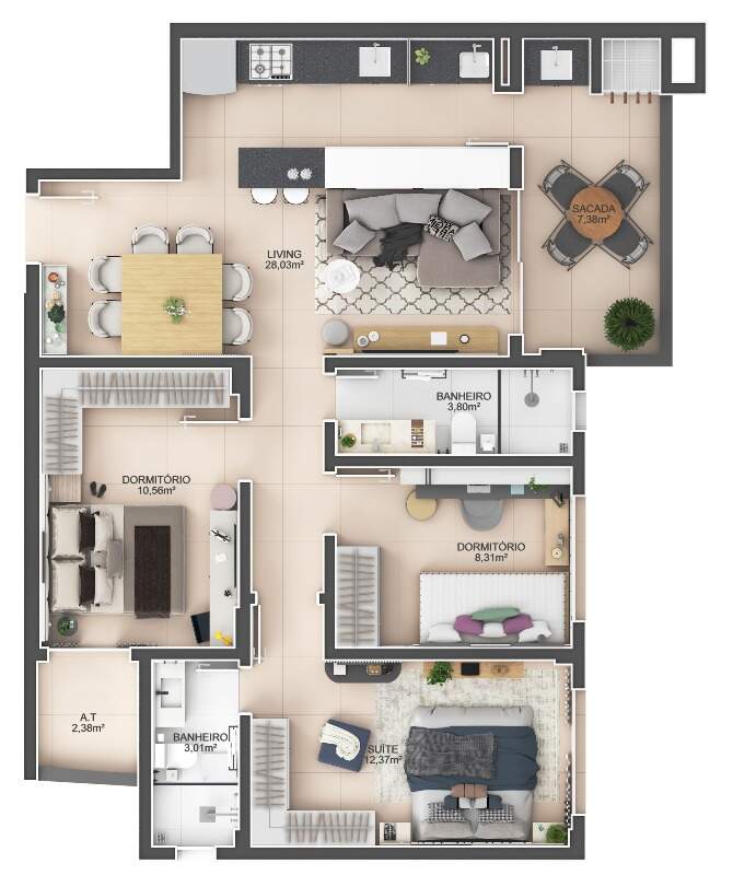 Apartamento de 3 quartos, 89m² no bairro Fazendinha, em Itajaí | Eu Corretor