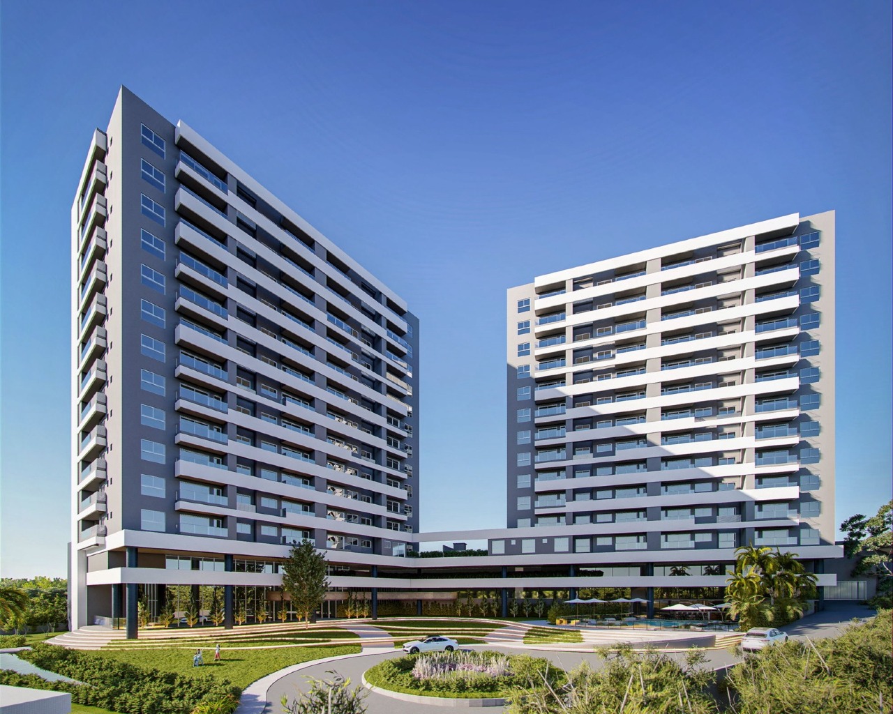 Apartamento à venda no Fazenda: Torres Sol e Lua do Luminares Residence vistas do jardim (imagem ilustrativa)