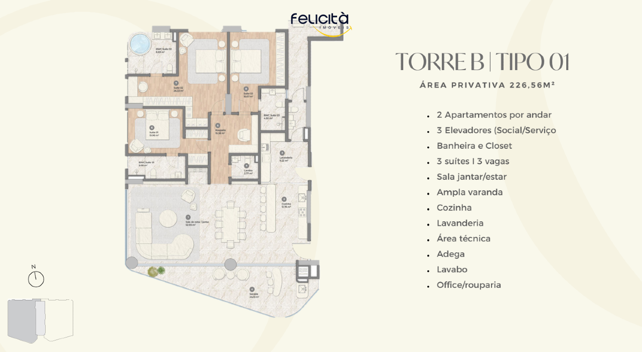 Apartamento de 3 quartos, 227m² no bairro Praia Brava de Itajaí, em Itajaí | Eu Corretor