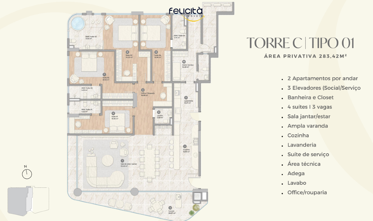 Apartamento de 4 quartos, 283m² no bairro Praia Brava de Itajaí, em Itajaí | Eu Corretor