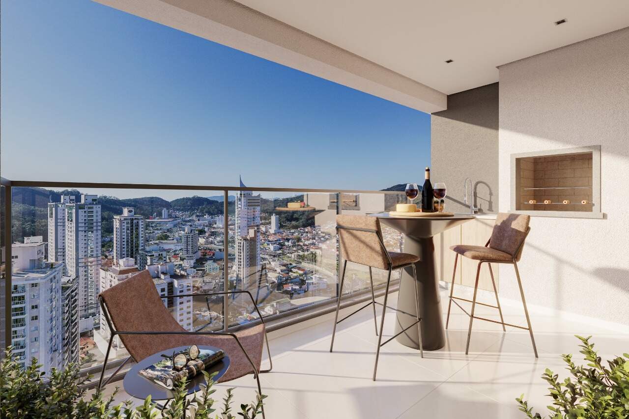 Apartamento à venda no Fazenda: Sacada com churrasqueira a carvão da planta de 86 m² (imagem ilustrativa)