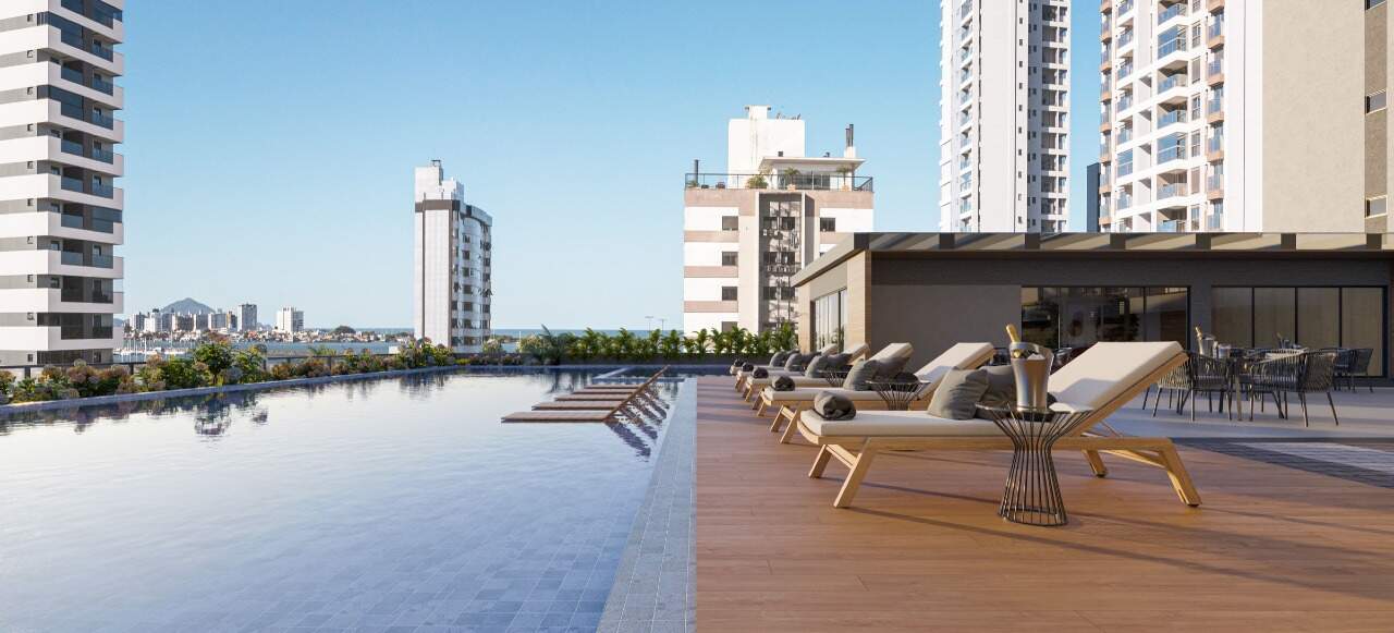 Apartamento à venda no Fazenda: Piscina adulto com deck e espreguiçadeiras do Fazenda Garden (imagem ilustrativa)
