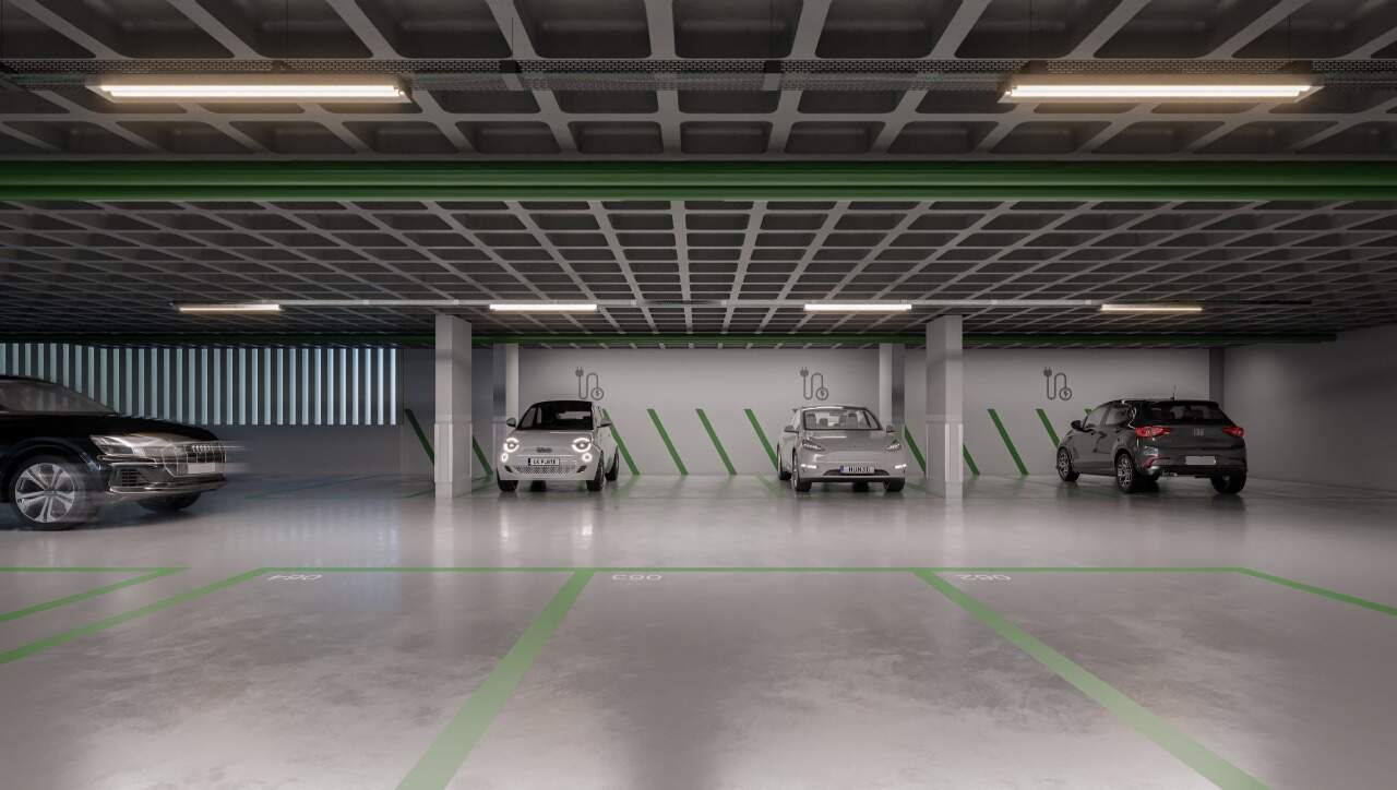 Apartamento à venda no Fazenda: Garagem com infraestrutura para recarga de carro elétrico (imagem ilustrativa)
