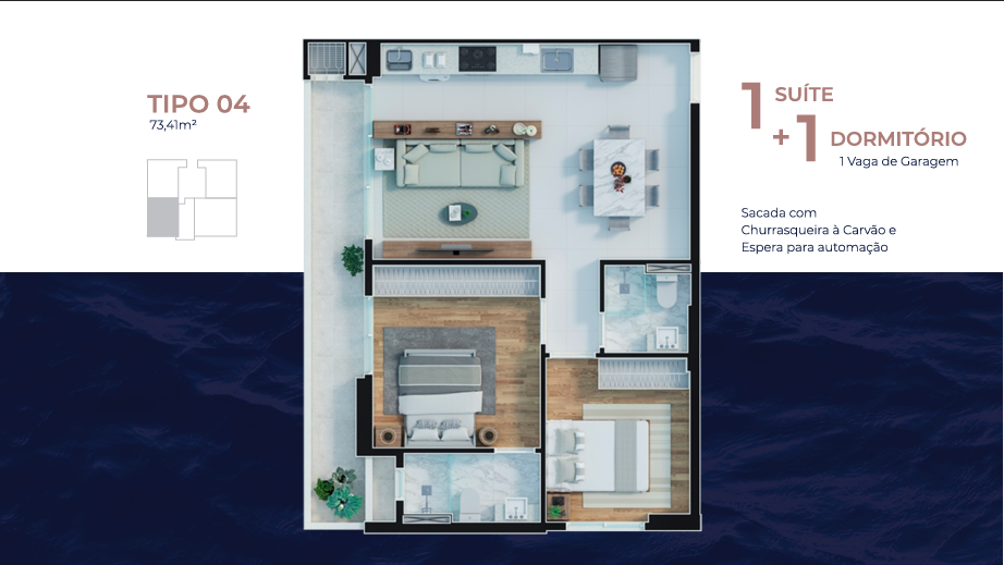 Apartamento de 2 quartos, 73m² no bairro Praia Brava, em Itajaí | Eu Corretor