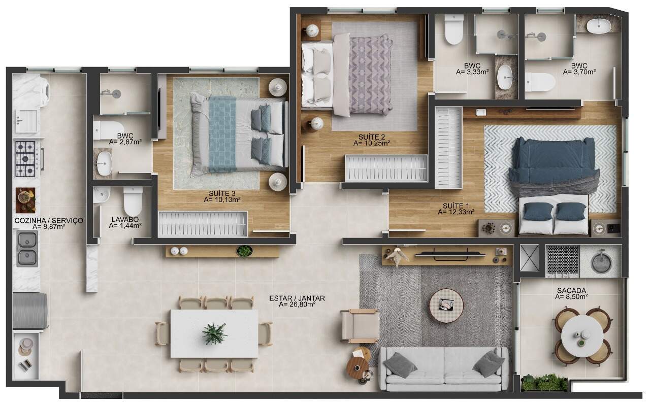 Apartamento de 3 quartos, 105m² no bairro Fazenda, em Itajaí | Eu Corretor