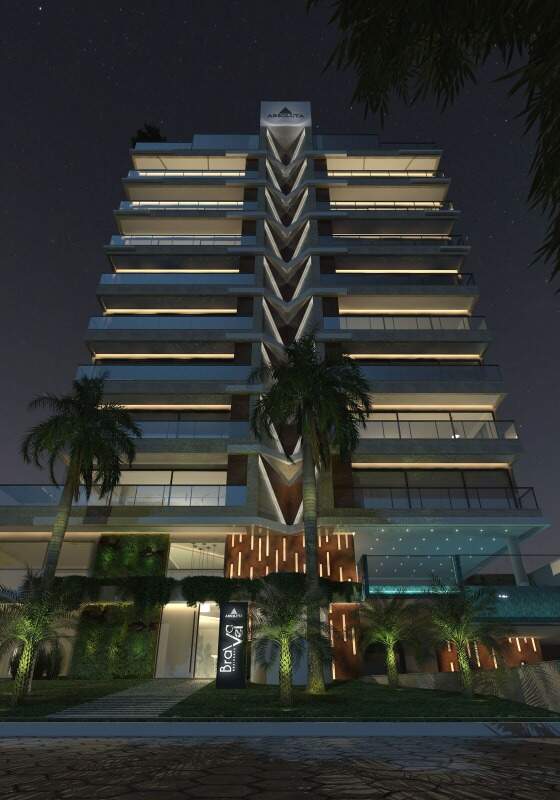 Apartamento à venda no Praia Brava: Fachada do Brava Vel à noite (imagem ilustrativa)