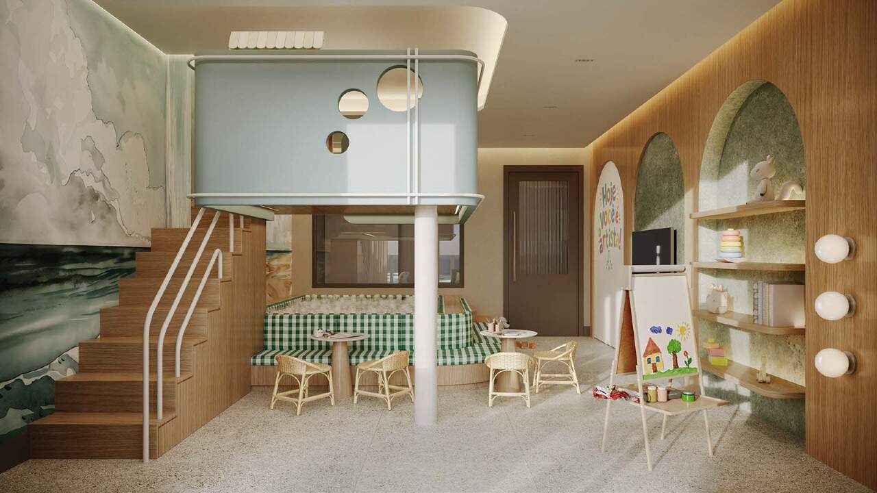 Apartamento à venda no Fazenda: Brinquedoteca Sorolla com casinha suspensa e escada (imagem ilustrativa)