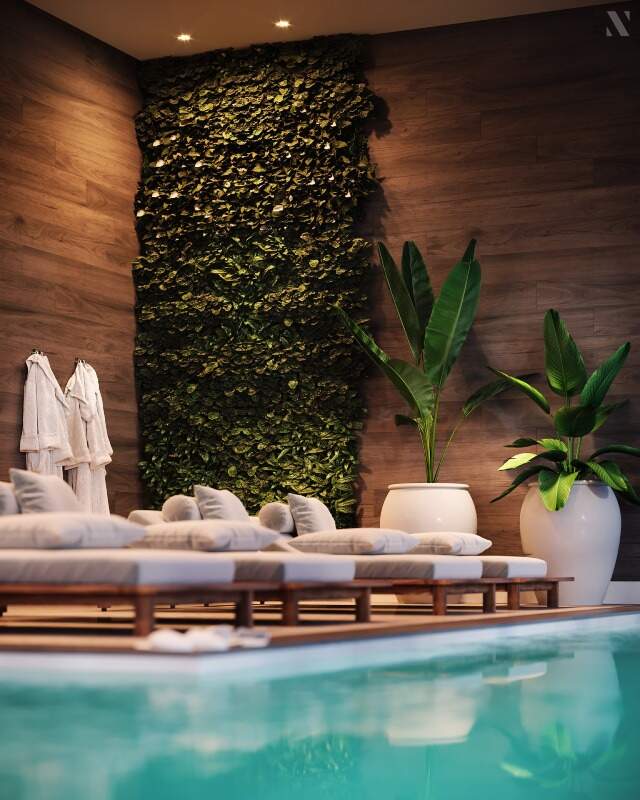 Apartamento diferenciado à venda no Centro: Spa com piscina aquecida e jardim vertical (imagem ilustrativa)