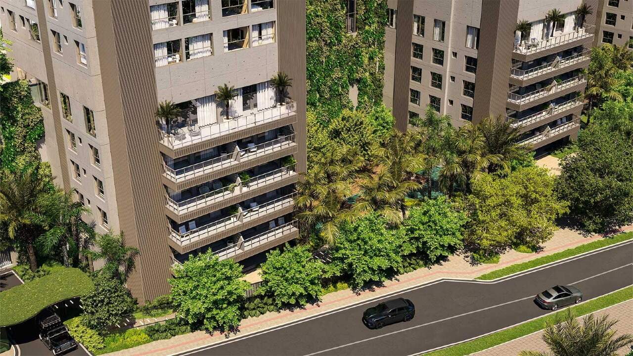 Apartamento diferenciado à venda no Pioneiros: Casas suspensas com terraços ajardinados nos primeiros pavimentos (imagem ilustrativa)