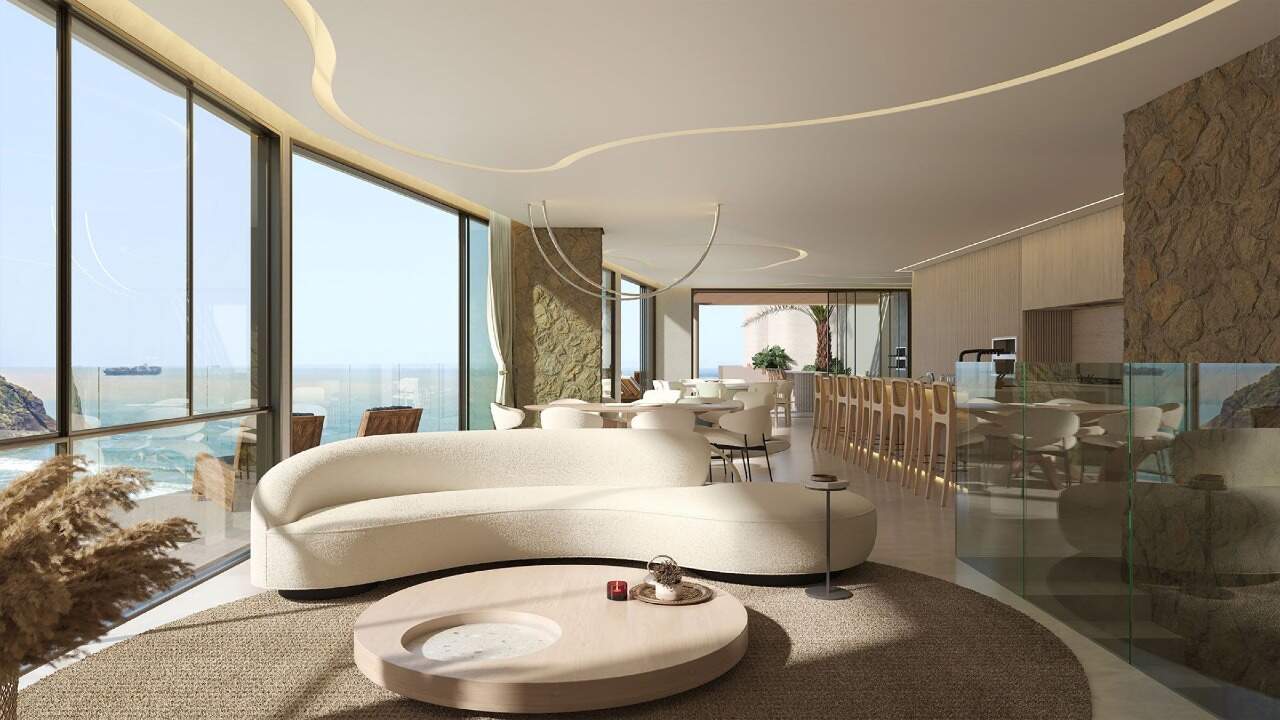 Apartamento diferenciado à venda no Praia Brava: Living da mansão suspensa, de frente para o mar (imagem ilustrativa)