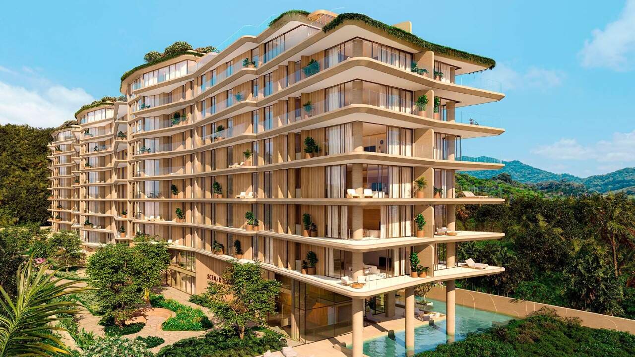 Apartamento diferenciado à venda no Praia Brava: Torres do Scenarium Brava Norte vistas de dia, com a mata ao redor (imagem ilustrativa)