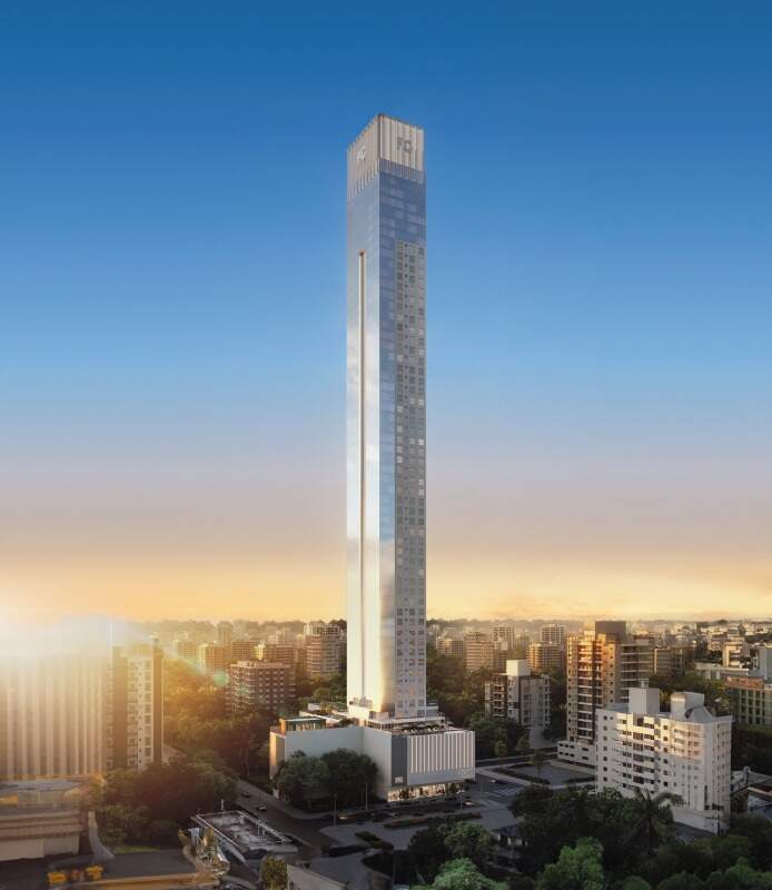 Apartamento à venda no Centro: Iconic Tower ao entardecer, torre única no Centro de Balneário Camboriú (imagem ilustrativa)