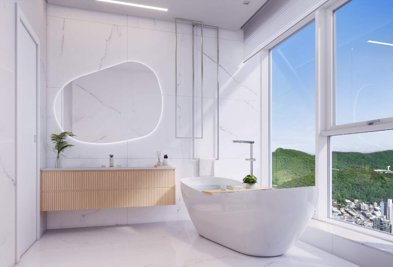 Apartamento à venda no Centro: Banho da suíte master do apartamento tipo, com banheira (imagem ilustrativa)