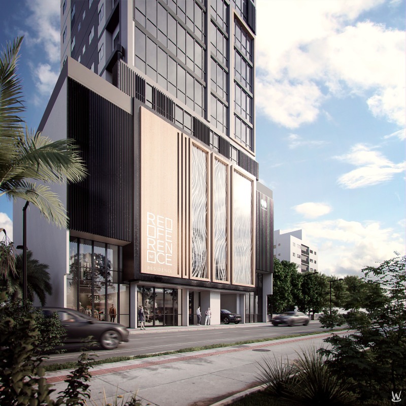 Apartamento à venda no Centro: Embasamento e entrada social do NF Reference, na Rua 3130 (imagem ilustrativa)