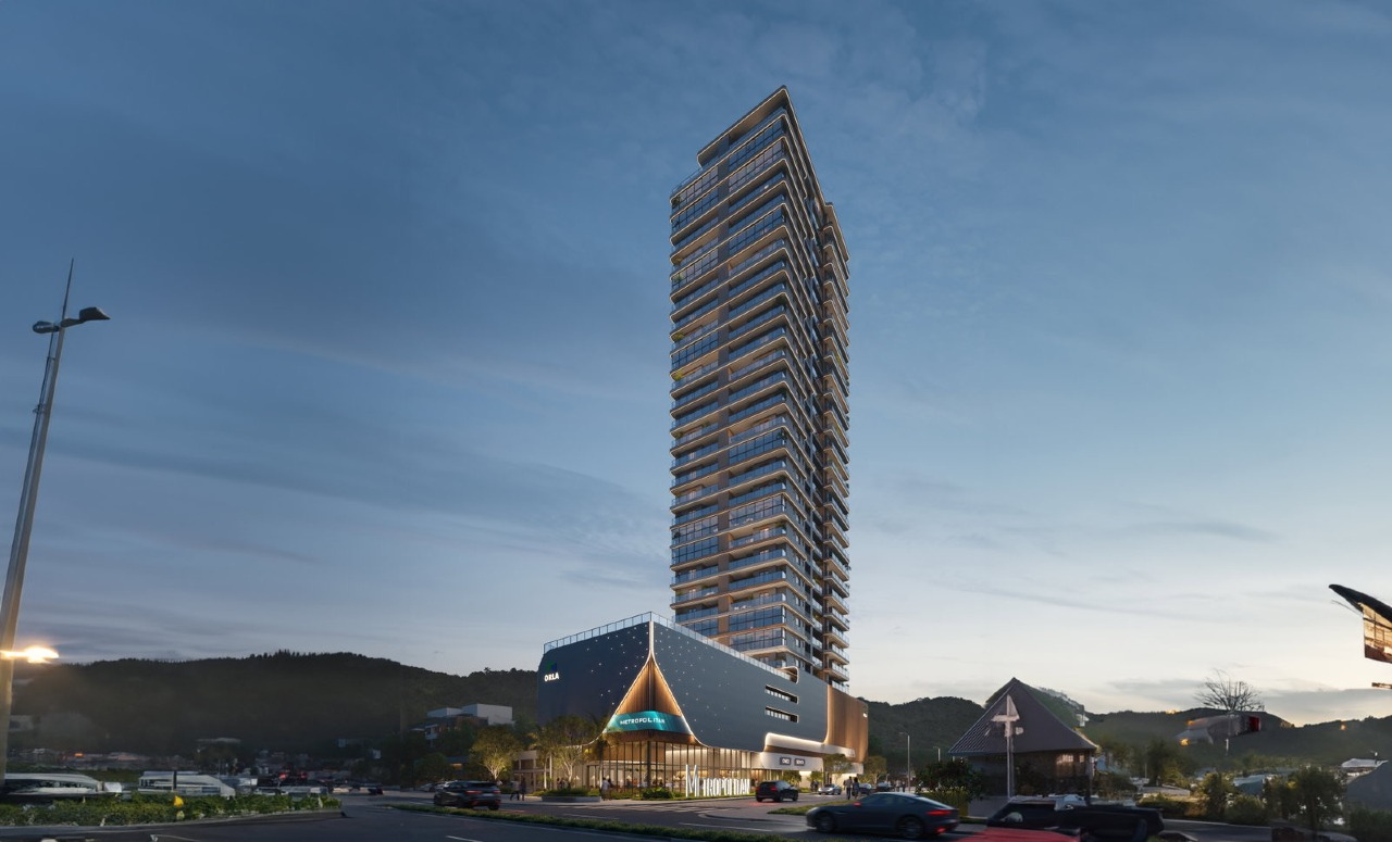 Apartamento à venda no Fazendinha: Torre do Metropolitan ao entardecer, na Avenida Osvaldo Reis, Fazendinha (imagem ilustrativa)