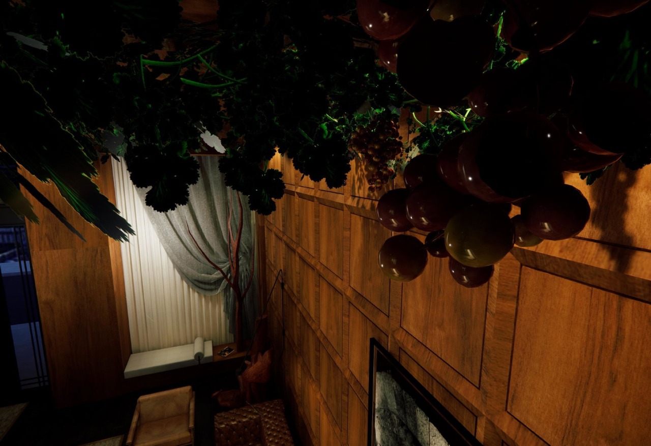 Apartamento à venda no Centro: Detalhe do hall de entrada com decoração de uvas (imagem ilustrativa)