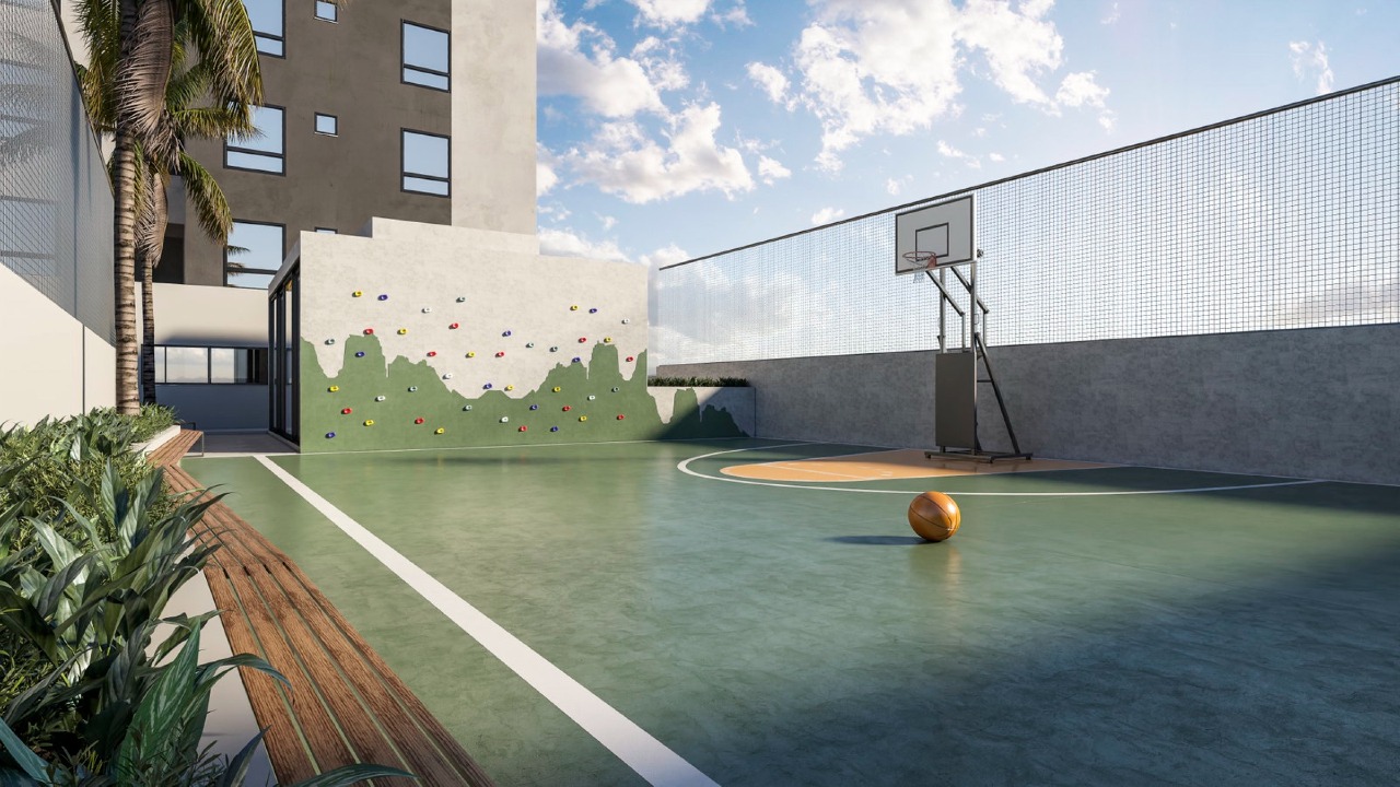 Apartamento à venda no Centro: Quadra esportiva com tabela de basquete (imagem ilustrativa)
