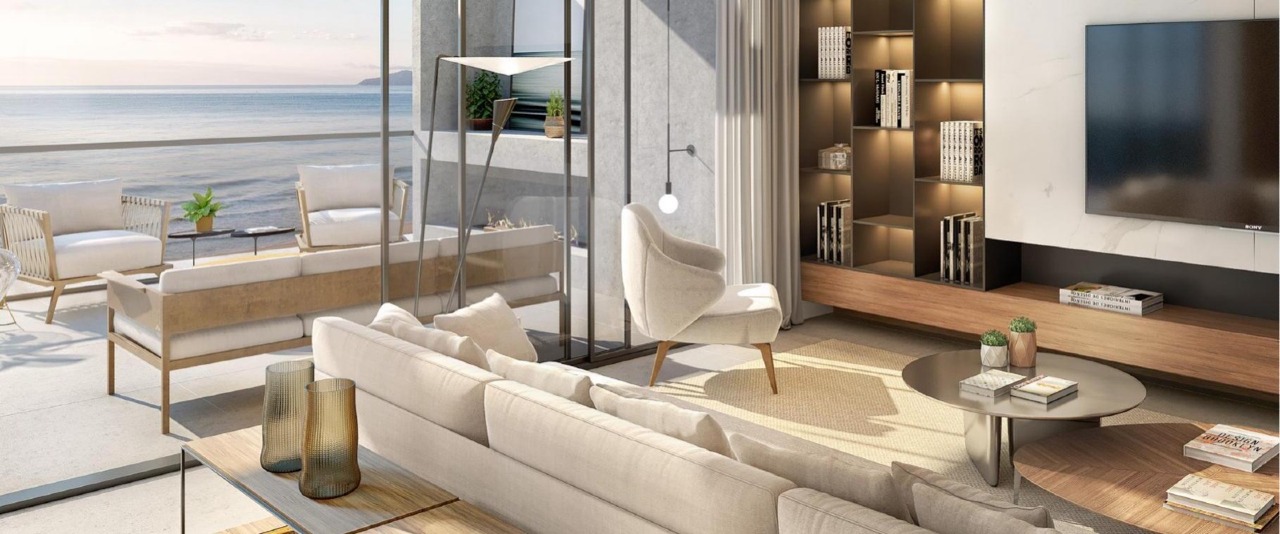 Cobertura à venda no Praia Brava: Living da cobertura com vista para o mar (imagem ilustrativa)