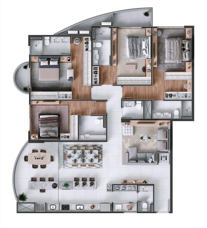 Apartamento à venda no Praia Brava: Planta de referência do final 03, com 180 m² e 4 suítes (imagem ilustrativa)