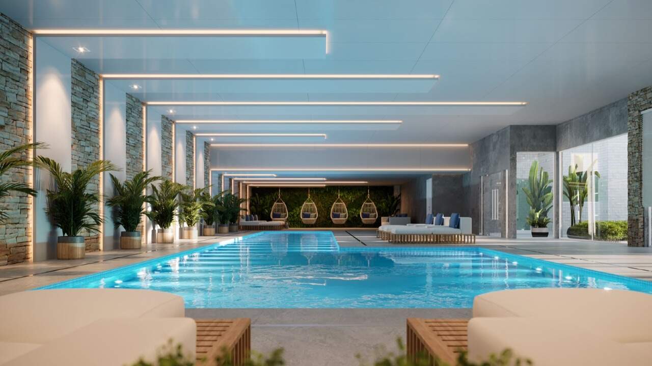 Apartamento à venda no Praia Brava: Piscina coberta aquecida com iluminação indireta (imagem ilustrativa)
