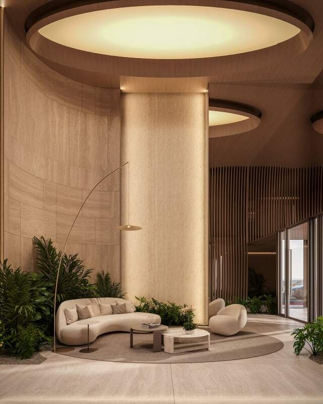 Apartamento à venda no Praia Brava: Hall de entrada decorado do Brava Concetto (imagem ilustrativa)