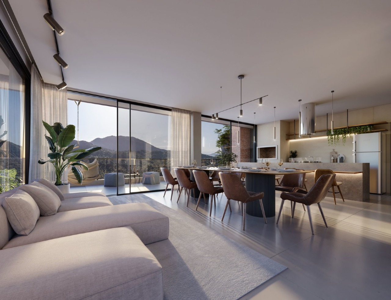 Apartamento à venda no Praia Brava: Living integrado à cozinha em apartamento do Brava Park (imagem ilustrativa)