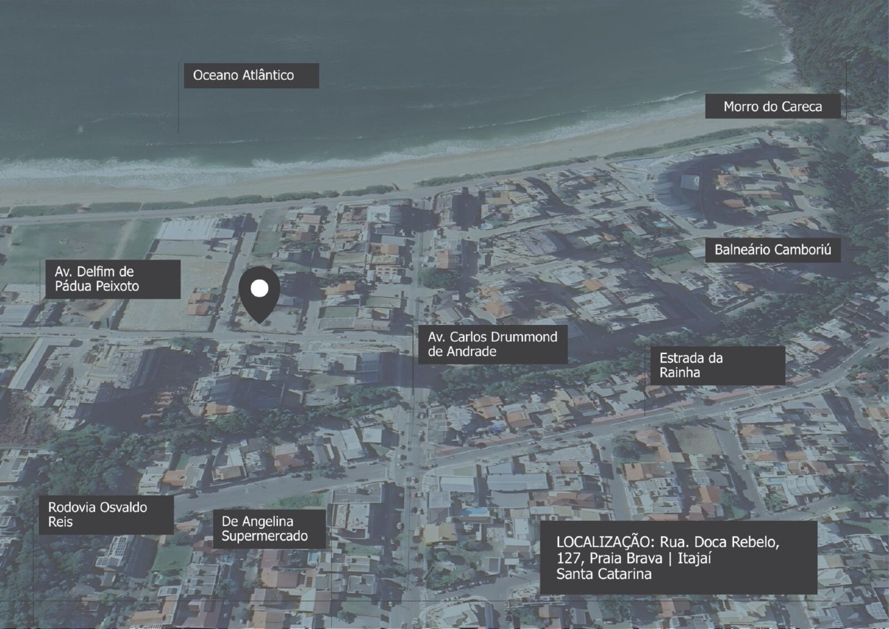 Apartamento à venda no Praia Brava: Mapa com a localização do Zãya Brava na Praia Brava, perto do mar