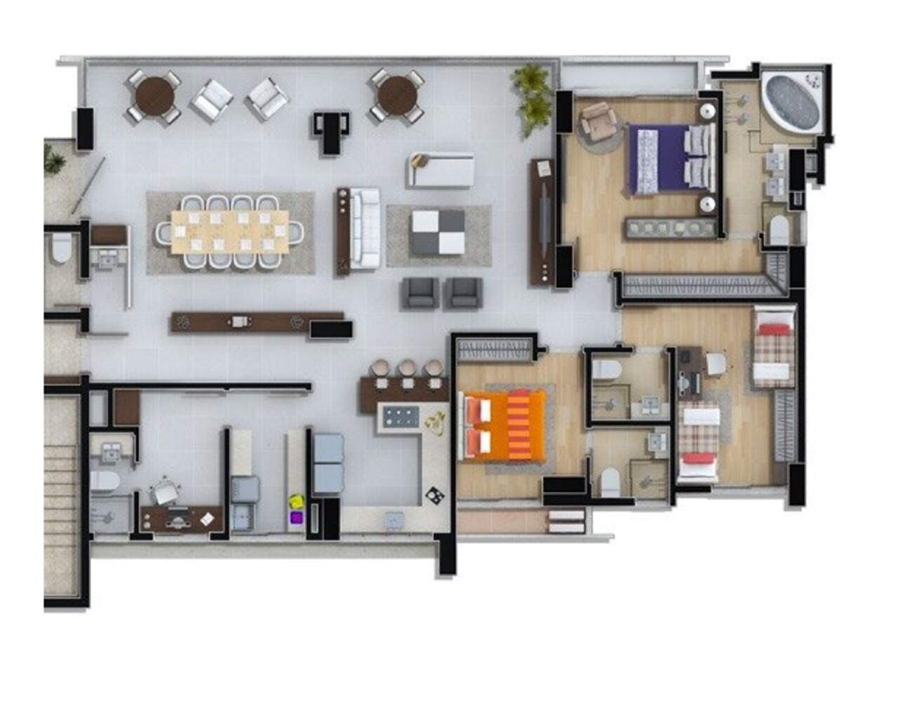 Apartamento à venda no Centro: Planta ilustrativa do apartamento de 3 suítes da Torre Atlantic do Marina Beach Towers
