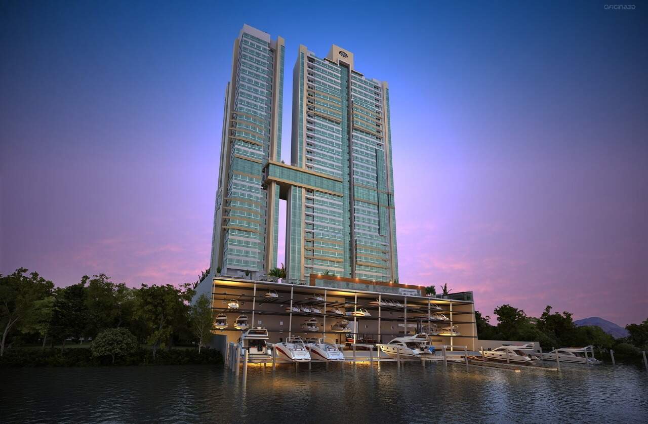 Apartamento à venda no Centro: Torres do Marina Beach Towers ao entardecer (imagem ilustrativa)
