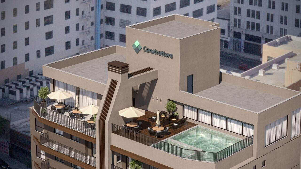 Apartamento à venda no Fazenda: Piscina adulto e infantil com deck no rooftop do Seventy (imagem ilustrativa)