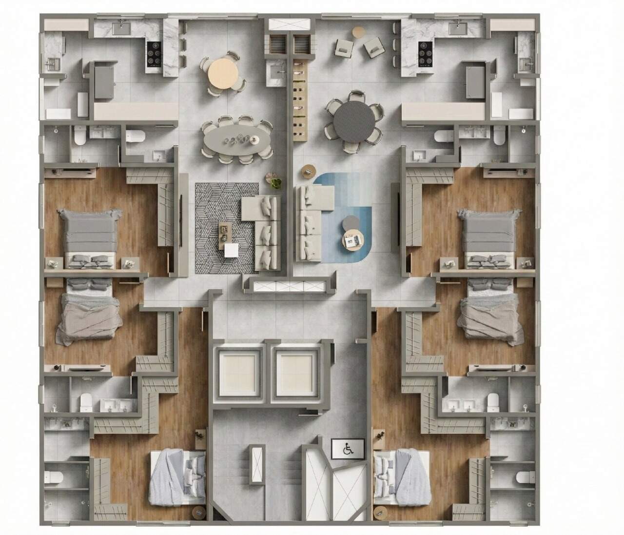 Apartamento à venda no Centro: Planta da tipologia de 121 m² do Piazza Ferrara