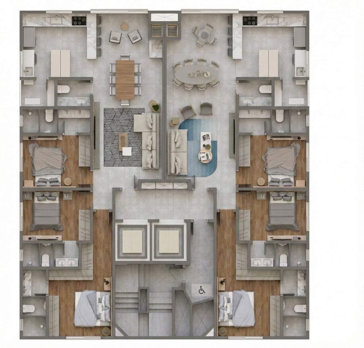 Apartamento à venda no Centro: Planta da tipologia de 107 m² do Piazza Ferrara
