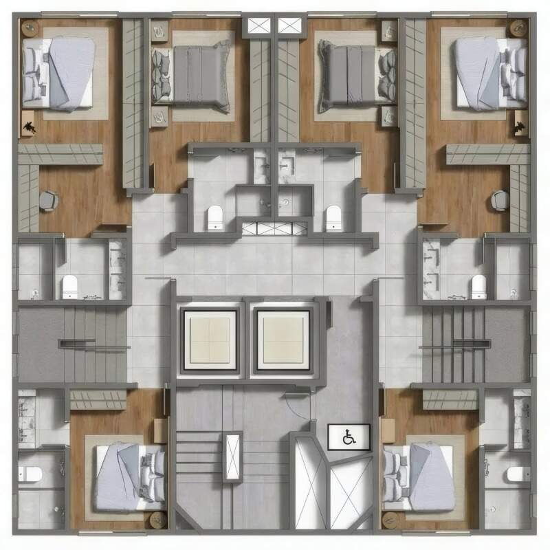 Apartamento à venda no Centro: Planta do pavimento 2 do duplex do Piazza Ferrara